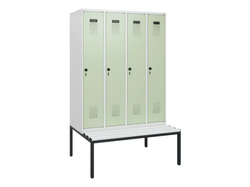 locker met bank,HxBxD 1950x1200x815mm,4vak,vak B 300mm,draaigrendel
