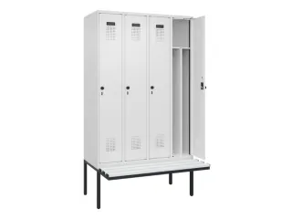 locker met bank,voor scheiding van kleding,HxBxD 2120x1200x815mm,4vak - 1