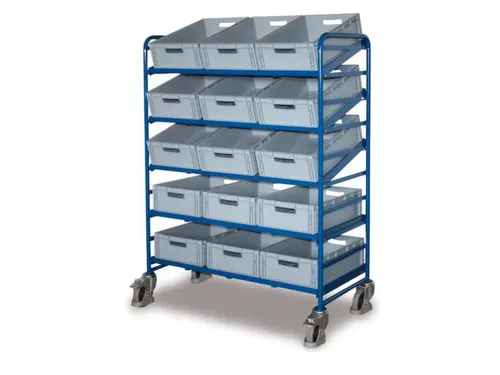 Etagewagen 250kg 15 Eurobakken 1695x1350x665mm 5 Etages Open Frame