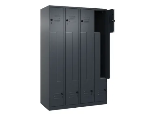 Z-garderobekast,HxBxD 1850x1200x500mm,vak B 150/300mm,draaigrendel