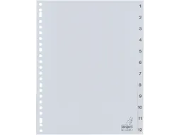 Tabbladen Kangaro A4 23-Gaats G412CM 1-12 Genummerd Grijs Pp