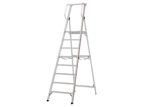 platformladder,bordes HxBxD 1880x440x400mm,8treden,aluminium