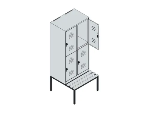Dubbeldekse dekenkist,HxBxD 1950x800x815mm,2x2vak.,vak B 400mm