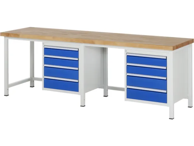 werkbank,HxBxD 840-1040x2500x700mm,beukblad,draagverm. 1250kg