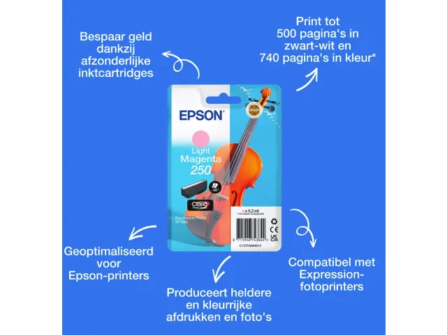 Inktcartridge Epson 250 T16N64 licht rood