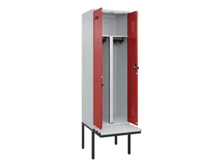PBM-locker met bank,HxBxD 2120x600x815mm,2vak,vak B 300mm,draaigrendel - 1