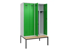 PBM-locker met bank,HxBxD 2120x1200x815mm,4vak,vak B 300mm