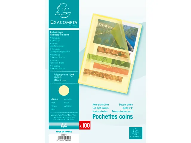 Sachet 100 pochettes polypropylène grainé 12/100e - A4 - Jaune