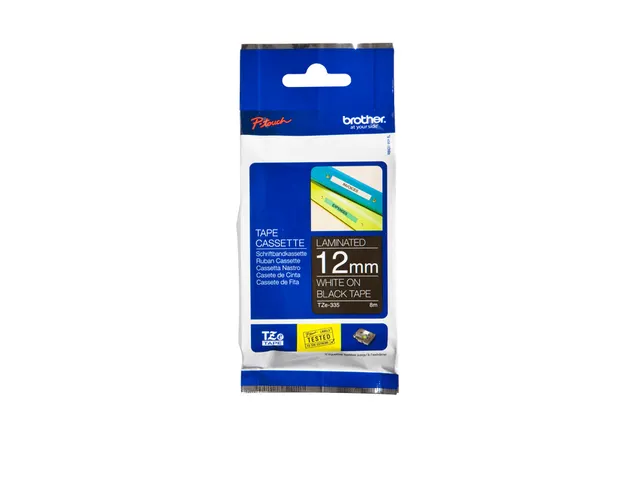 Ruban de lettrage Brother P-Touch TZe-335 standard 12mm blanc sur noir