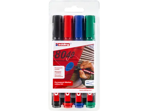 Viltstift edding 330 schuin 1.5-5mm assorti blister à 4 stuks