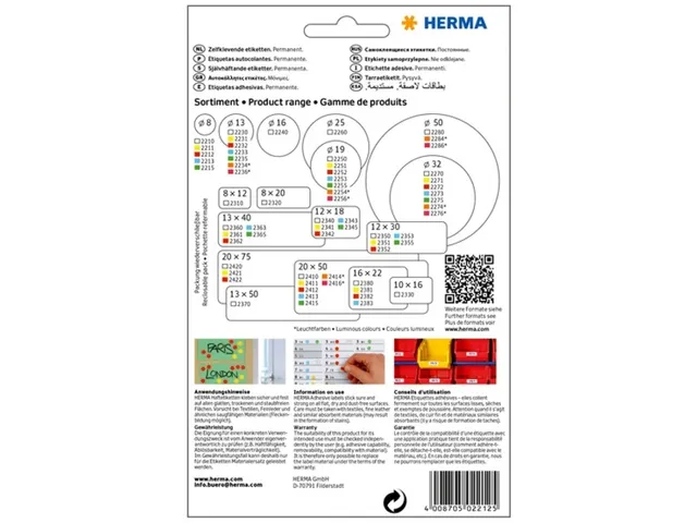 HERMA 2212 Multipurpose etiketten Rond 8mm Rood 5632 stuks