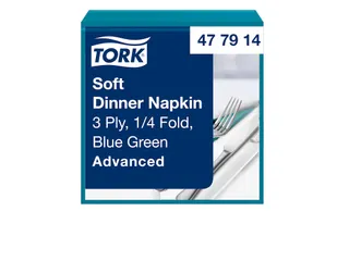 Tork 477914 Soft Dinnerservet Advanced Blauwgroen 39x39cm - 1