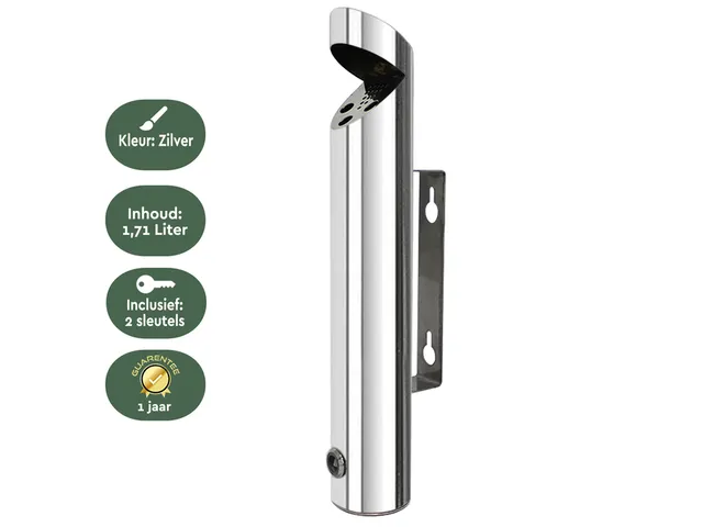 Asbak BRASQ wand AT200 RVS