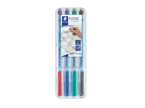 Viltstift Staedtler OHP Lumocolor 305 Non Perm. Correct F set à 4st