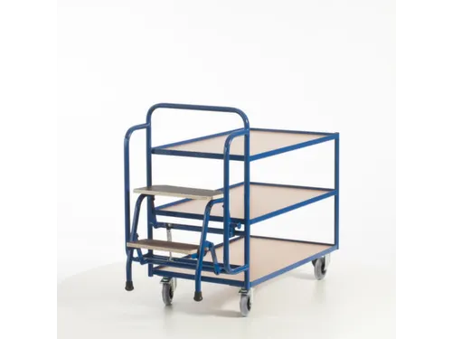 Orderverzamelwagen 990x590mm Totale H 1135mm 3 Etages Hout Ral5010