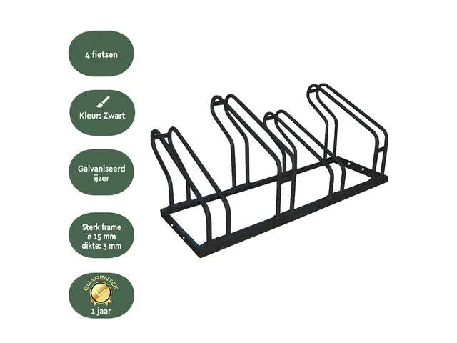 Fietsenrek BRASQ 4 fietsen BS400 zwart