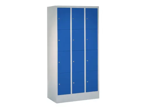 lockerkast,HxBxD 1850x900x500mm,3x4vakken,RAL7035,front RAL5010