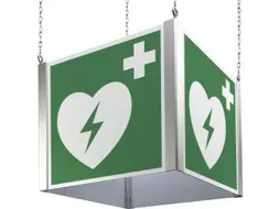 Kubus met vluchtroutepictogrammen,automatischer externe defibrilator