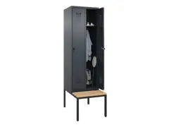 locker met bank,HxBxD 2120x600x815mm,2vak,vak B 300mm,draaigrendel