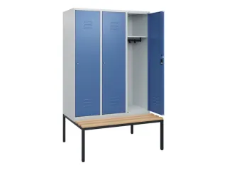 locker met bank,HxBxD 1950x1200x815mm,3vak,vak B 400mm,cil.-slot - 2
