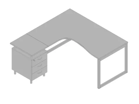 Bureauset Bureau Staand Ladeblok Links 730x1600x1650mm Grijs Zilver