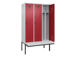 locker met bank,voor scheiding van kleding,HxBxD 2120x1200x815mm,3vak - 1