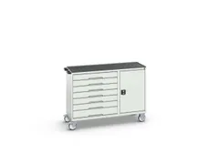 montagetafel,HxBxD 965x1300x550mm,staalblad,uitrusting: 7laden,kast