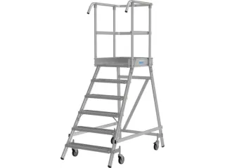 bordestrap,verrijdbaar,bordes H 1,45m,6treden m. R13-laag,aluminium - 3