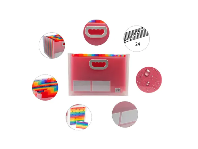 Sorteermap PP CRYSTAL handvat 24vak