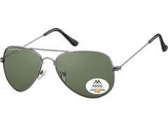 Zonnebril Montana met groen G15 gepolariseerd glas staalkleurig