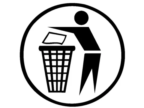 sticker,v. afvalbak,Saubermännchen,zwart