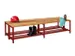banc double LxP 2000x740mm barrettes en bois hêtre piètement RAL3000