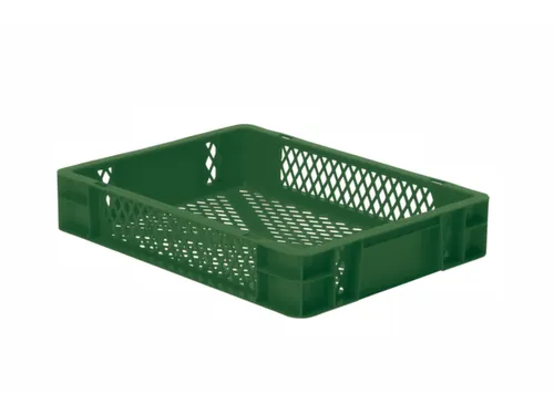Euronorm-stapelbak 7l 75x400x300mm Wanden/bodem Opengewerkt Groen