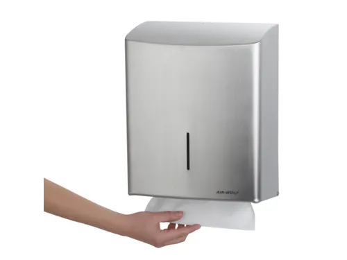 handdoekdispenser,HxBxD 333x265x141mm,v. 600doeken,behuizing RVS