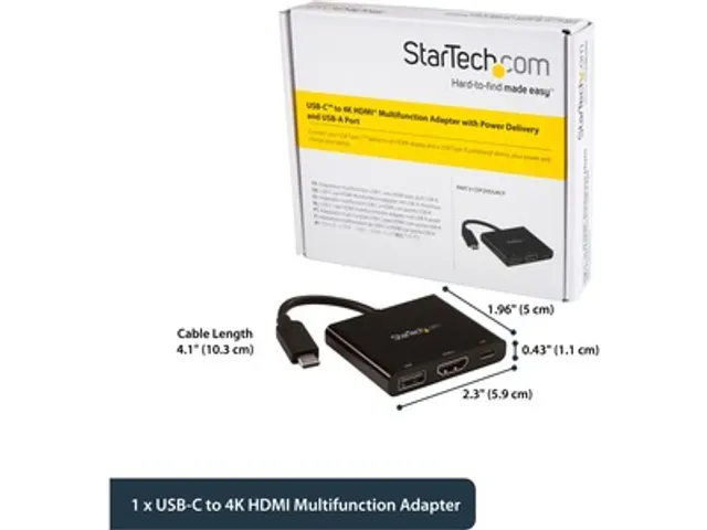 USB-C multiport adapter met HDMI - USB 3.0 poort - 60W PD - zwart