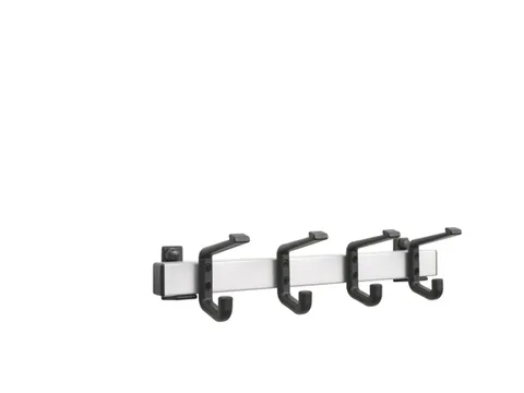 Wandkapstok L X D 400X 120Mm 4Haken Aluminium/zwart