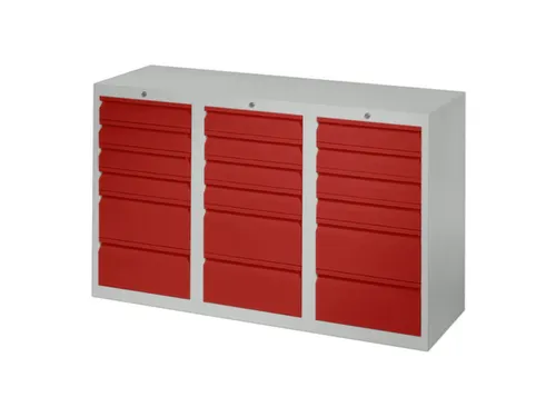 ladekast,HxBxD 900x1500x500mm,18lade(n),RAL7035,front RAL3000