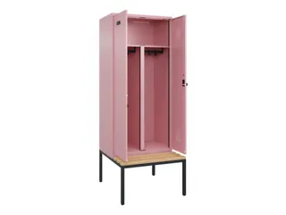 PBM-locker met bank,HxBxD 2120x800x815mm,2vak,vak B 400mm,draaigrendel - 1