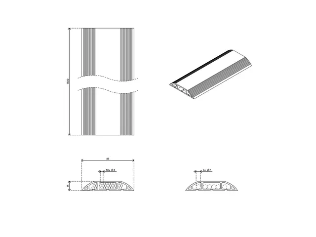 Dataflex kabelafdekking Grijs recht 150cm