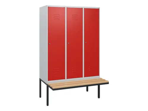 locker met bank,HxBxD 1950x1200x815mm,3vak,vak B 400mm,cil.-slot