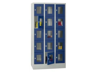 lockerkast,HxBxD 1850x900x500mm,3x5vakken,RAL7035,front RAL5010 - 2