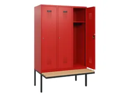 locker met bank,HxBxD 1950x1200x815mm,3vak,vak B 400mm,cilinderslot