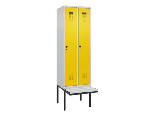locker met bank,voor scheiding van kleding,HxBxD 2120x600x815mm,2vak