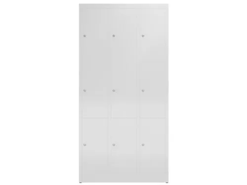 Lockerkast 1800x870x500mm 3x3 vakken cilinderslot, sokkel, RAL7035