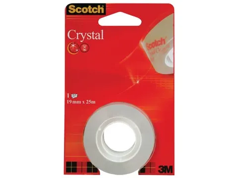 Plakband Crystal ft 19mmx25m transparant, blister met 1 rolletje