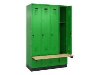 locker met bank,HxBxD 1950x1200x815mm,4vak,vak B 300mm,draaigrendel - 1