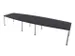 Table de conférence forme de fût 740x4000x1400mm 4 pieds CC-noir