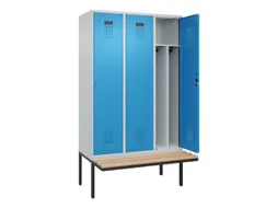 locker met bank,voor scheiding van kleding,HxBxD 2120x1200x815mm,3vak
