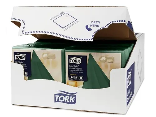 OUTLET Tork 478847 Premium Linstyle Dinnerservet Donkergroen 600 Stuks