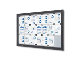 Vitrinekast mededelingenbord Outdoor 21xA4 met gasveer Antraciet - 1